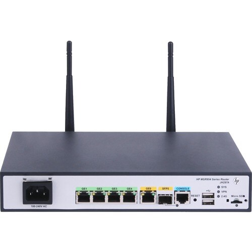 HPE MSR954-W Wi-Fi 4 IEEE 802.11n Ethernet Wireless Router - 2.40 GHz ISM Band - 2 x Antenna(2 x External) - 4 x Network P