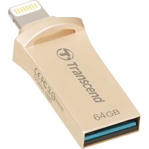Transcend Mobile Storage for iOS Devices - 64 GB - USB 3.1, Lightning - Gold