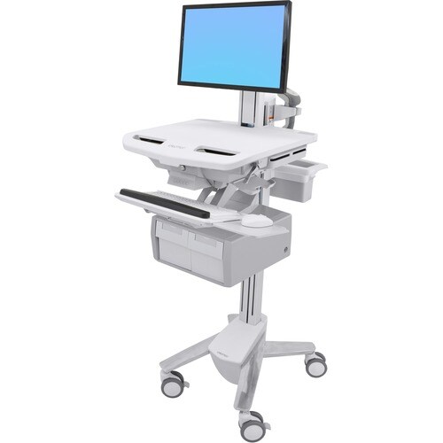 Ergotron StyleView Medical Trolley - 2 Drawer - 16.80 kg Load Capacity - 4 Casters - Plastic, Aluminium - Aluminium