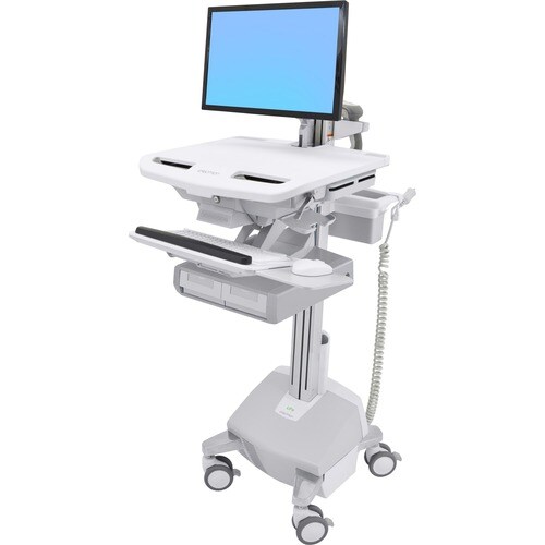 Ergotron StyleView Medical Cart - 2 Drawer - 14.97 kg Load Capacity - 4 Casters - Aluminium