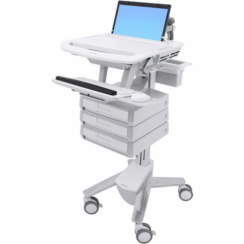 Ergotron StyleView Medical Cart - 3 Drawer (1x3) - Push/Pull Handle - 9.07 kg Load Capacity - 4 Casters - 101.60 mm Caster