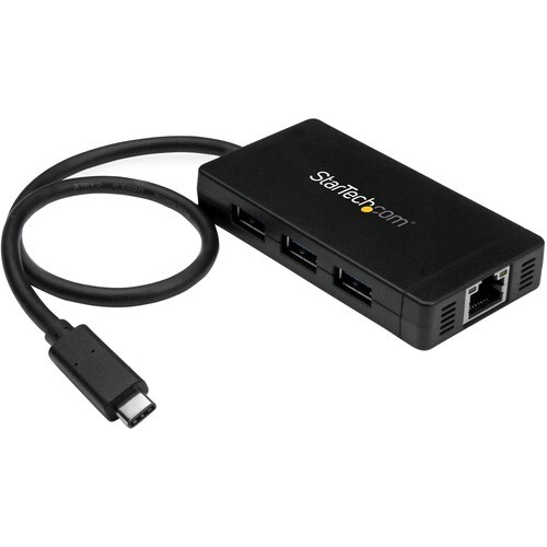 StarTech.com USB to Ethernet Adapter Gigabit 3 Port USB C to USB Hub and Power Adapter Thunderbolt 3 Compatible - 3 Total 
