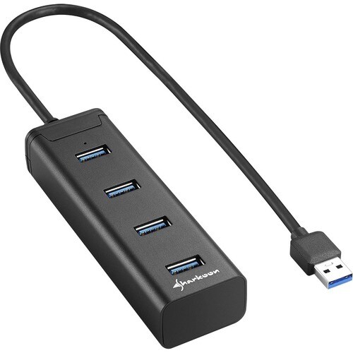Sharkoon USB-Hub - USB - Extern - Schwarz - 4 Total USB Port(s) - 4 USB 3.0 Port(s) - PC, Mac, Linux