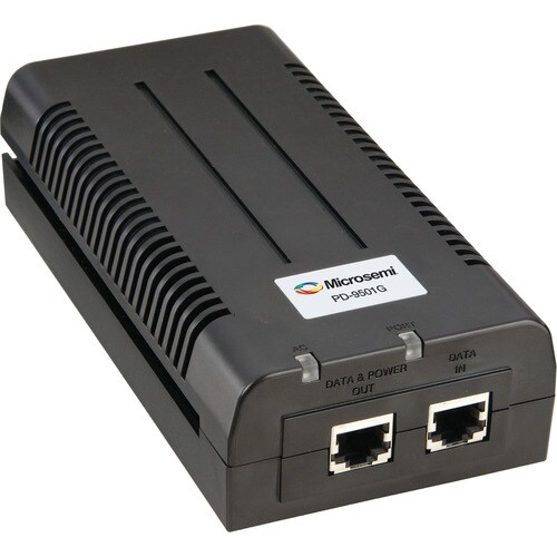 Microchip 9501G PoE Injector - 48 V DC Input - 57 V DC Output - 1 x 10/100/1000Base-T Input Port(s) - 1 x 10/100/1000Base-