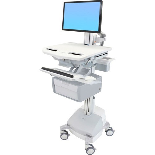 Ergotron StyleView Medical Trolley - 1 Drawer - 16.78 kg Load Capacity - 4 Casters - Plastic, Aluminium
