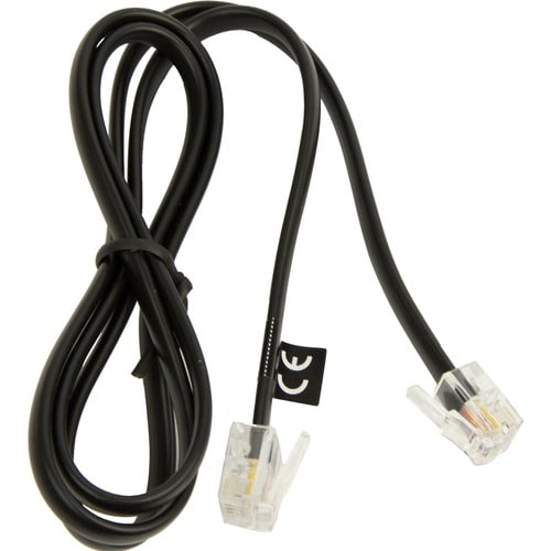 Jabra 50 cm RJ-6/RJ-9 Phone Cable for Headset, Phone - First End: RJ-6 Phone - Male - Second End: RJ-9 Phone - Male - Black