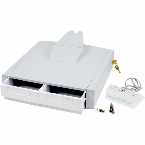 Ergotron Schublade - Mittel - 907,2 g Belastbarkeit - Grau, Weiß - Herausnehmbar, Schubladentrennwand, Verschließbar
