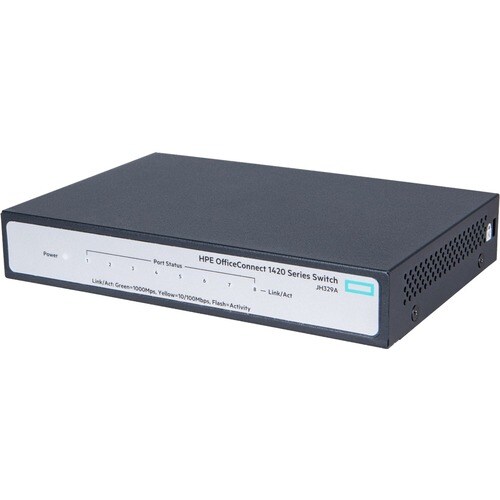 HPE OfficeConnect 1420 8G Switch - 8 Ports - Gigabit Ethernet - 10/100/1000Base-TX - 2 Layer Supported - Twisted Pair - Ra