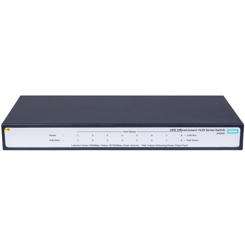 HPE OfficeConnect 1420 8G PoE+ (64W) Switch - 8 Ports - Gigabit Ethernet - 10/100/1000Base-TX - 2 Layer Supported - Twiste