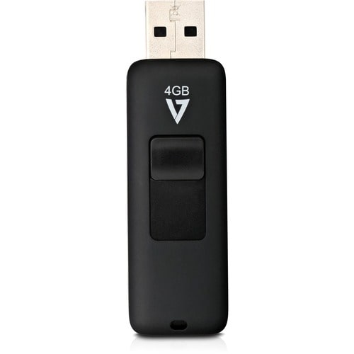 V7 VF24GAR-3E 4 GB USB 2.0 Flash Drive - Black - 5 Year Warranty