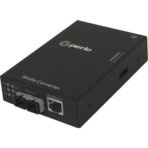 Perle S-1110DPP-M2SC2 Transceiver/Media Converter - 3 Port(s)Network (RJ-45) - 2 x PoE+ (RJ-45) Ports - 1 x SC - Twisted P