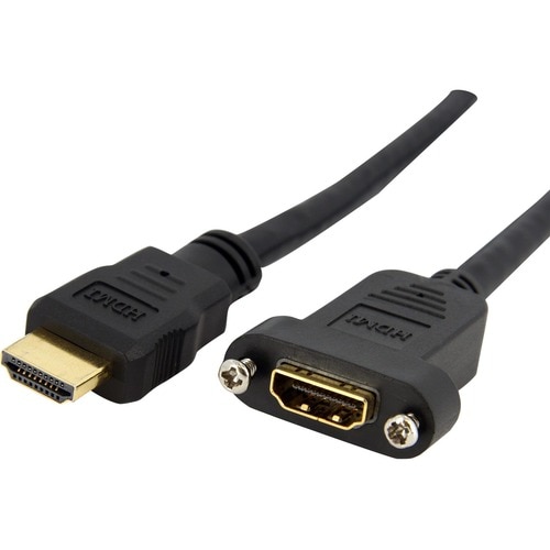 StarTech.com Cable Adaptador de 0.9m HDMI Hembra a Macho, Cable HDMI de Alta Velocidad 4K de Montaje en Panel, HDMI UHD 4K