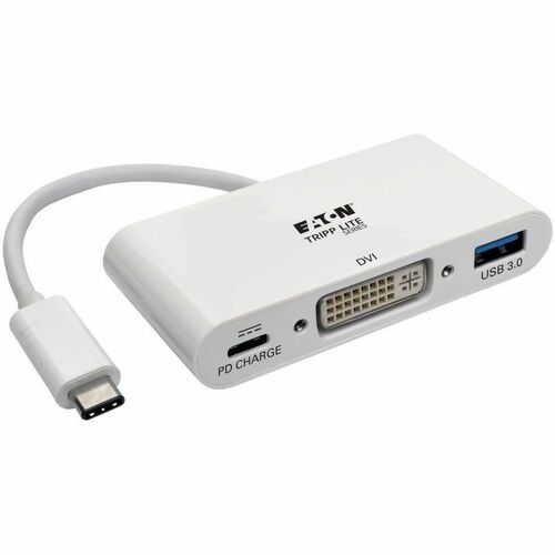 Eaton Tripp Lite Series USB-C to DVI Adapter with USB 3.x (5Gbps) Hub Port and PD Charging, White - 1 x Total Number of DV