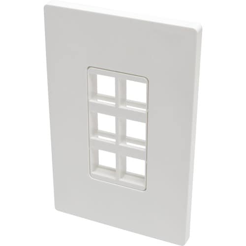 Tripp Lite series 6-Port Single-Gang Universal Keystone Wallplate, White - 6 x Total Number of Socket(s) - 1-gang - White 
