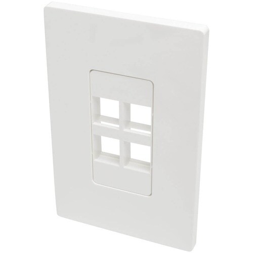 Tripp Lite series 4-Port Single-Gang Universal Keystone Wallplate, White - 4 x Total Number of Socket(s) - 1-gang - Wall M