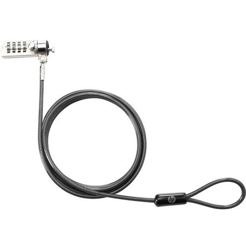 HP Essential Cable Lock For Notebook - 1.22 m Cable - Combination Lock - Black - Galvanized Steel - For Notebook