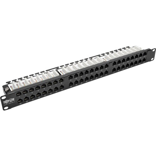 Tripp Lite 48-Port 1U Rack-Mount High-Density UTP 110-Type Patch Panel RJ45 Ethernet 568B Cat5/5e TAA - 48 Port(s) - 48 x 