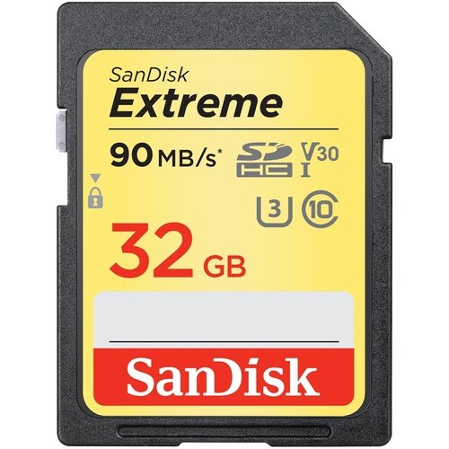 SanDisk Extreme 32 GB UHS-I SDHC - 90 MB/s Read - 70 MB/s Write - Lifetime Warranty
