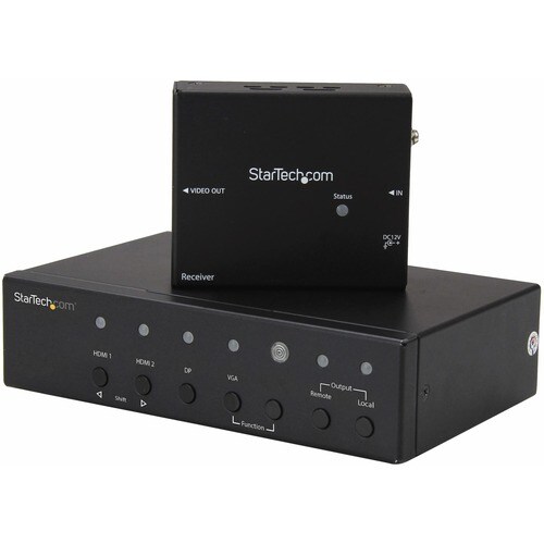 StarTech.com Multi-Input HDBaseT Extender with Built-in Switch - DisplayPort VGA and HDMI Over CAT5e or CAT6 - Up to 4K - 