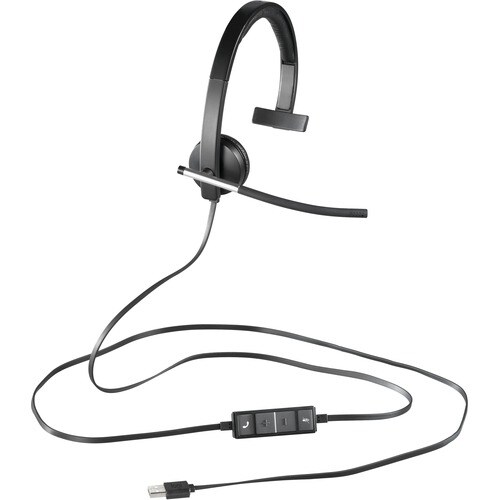 Logitech H650e Wired Over-the-head Mono Headset - Monaural - Supra-aural - 50 Hz to 10 kHz - Noise Cancelling Microphone -
