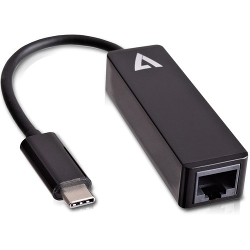 V7 V7UCRJ45-BLK-1E Gigabit-Ethernet-Karte für Notebook, Computer - 10/100/1000Base-T - Desktop - Schwarz - USB-Typ C - 8 G