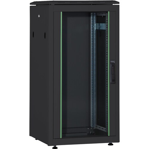 Digitus Unique 42U Bodenstehend Rackschrank - 482,60 mm Rack Width - 482,60 mm Rail Depth - Schwarz - Aluminium, Stahl, Gl