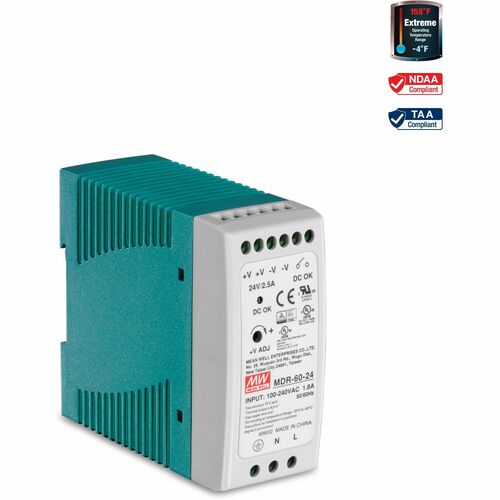 TRENDnet TI-M6024 Proprietäre Stromversorgung - 60 W - TAA-konform - DIN Rail - 120 V AC, 230 V AC Eingang - 24 V DC Ausgang