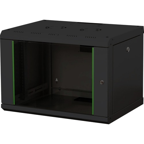 Digitus SoHo 7U Wandmontierbar Rackschrank für LAN-Schalter - 482,60 mm Rack Width - Schwarz - Stahl, Glas