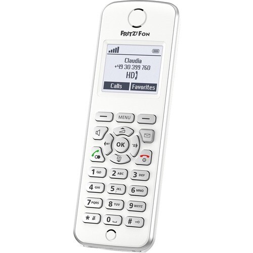 AVM FRITZ!Fon M2 DECT Cordless Phone - White - 300 m Range - 1 x Phone Line - Speakerphone