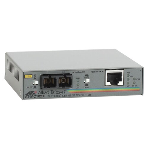 Convertisseur de Média/Transceiver Allied Telesis AT-MC102XL - 2 Port(s) - 1 x Réseau (RJ-45) - 1 x SC - 100Base-TX, 100Ba