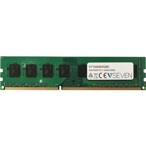 V7 V7106004GBD RAM Module for Desktop PC - 4 GB - DDR3-1333/PC3-10600 DDR3 SDRAM - 1333 MHz Dual-rank Memory - CL9 - Non-E