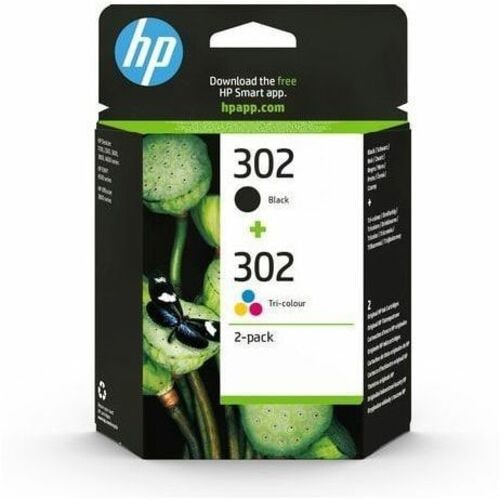 Cartouche jet d'encre D'origine HP 302 - Noir, Cyan, Magenta, Jaune - Jet d'encre - Rendement Standard - 2 / Paquet - 1 Tr