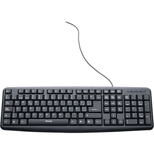 Verbatim Keyboard - Cable Connectivity - USB Interface - Spanish - QWERTY Layout - Desktop Computer - Mac, PC - Black
