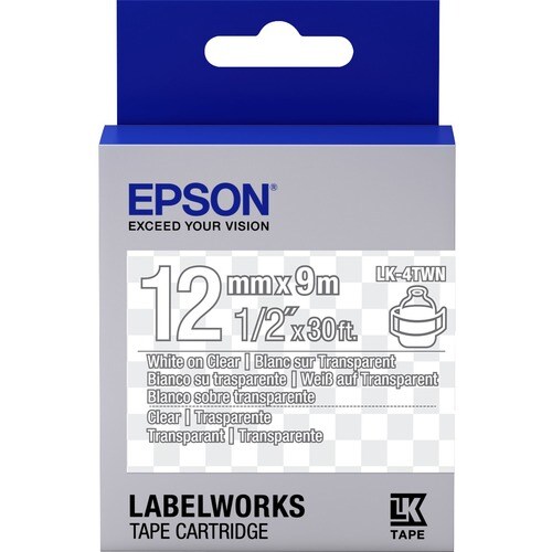 Epson LabelWorks LK-4TWN Label Tape - 12 mm Width - Thermal Transfer - Transparent