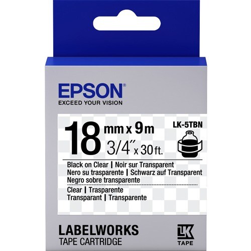 Epson LabelWorks LK-5TBN Label Tape - 18 mm Width - Thermal Transfer - Transparent - 1 Roll