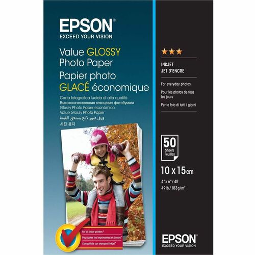 Carta foto Epson Value Ad inchiostro - A4 - 100 mm x 150 mm - 183 g/m² Grammage - Lucido - 100 Foglio