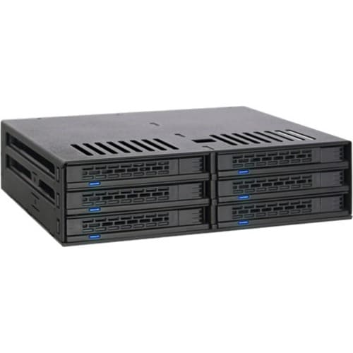 Icy Dock ExpressCage MB326SP-B Drive Enclosure for 5.25" - Serial ATA/600 Host Interface Internal - Black - 6 x Total Bay 
