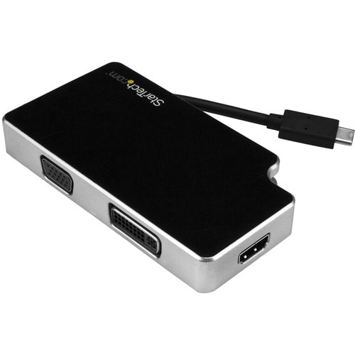 StarTech.com Adaptateur multiport USB-C - USB Type-C vers VGA DVI ou HDMI - 4K - 3840 x 2160 Supported - Noir, Argenté