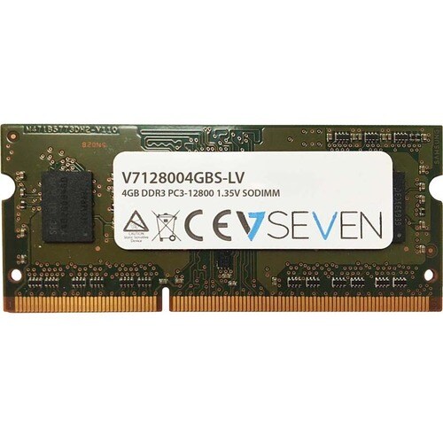 V7 RAM Module for Notebook - 4 GB - DDR3-1600/PC3-12800 DDR3 SDRAM - 1600 MHz - CL11 - Unbuffered - 204-pin - SoDIMM - 10 