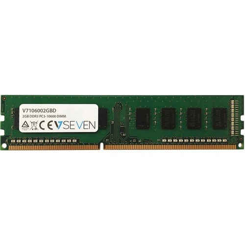 V7 V7106002GBD RAM Module for Desktop PC - 2 GB - DDR3-1333/PC3-10600 DDR3 SDRAM - 1333 MHz Dual-rank Memory - CL9 - Non-E