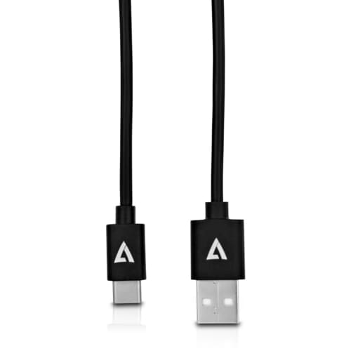 V7 V7U2C-1M-BLK-1E 1 m USB/USB-C Datentransferkabel für MAC, PC, Mobilgerät - Erster Anschluss: Anschluss 1: USB A, Stecke