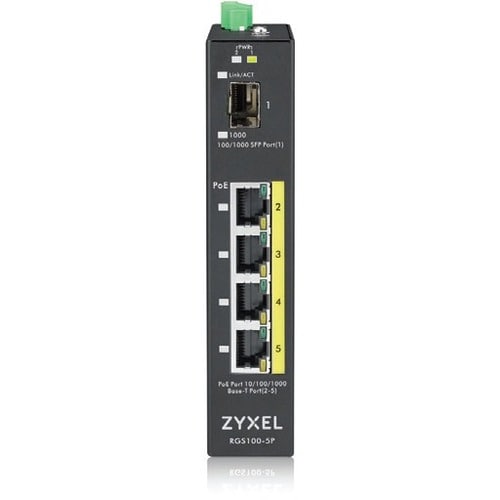 ZYXEL RGS100-5P 4 Ports Ethernet Switch - Gigabit Ethernet - 1000Base-X, 10/100/1000Base-TX - 2 Layer Supported - Modular 