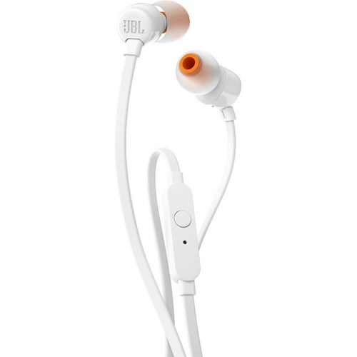JBL T110 Wired Earbud Stereo Earset - White - Binaural - In-ear - 16 Ohm - 20 Hz to 20 kHz - 120 cm Cable - Mini-phone (3.