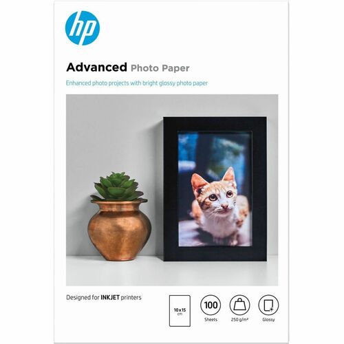HP Advanced Inkjet Photo Paper - 100 mm x 150 mm - 250 g/m² Grammage - Glossy - 100 Sheet