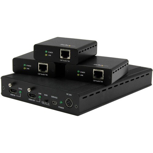 StarTech.com 3 Port HDBaseT Extender Kit with 3 Receivers - 1x3 HDMI over CAT5 Splitter - 1-to-3 HDBaseT Distribution Syst