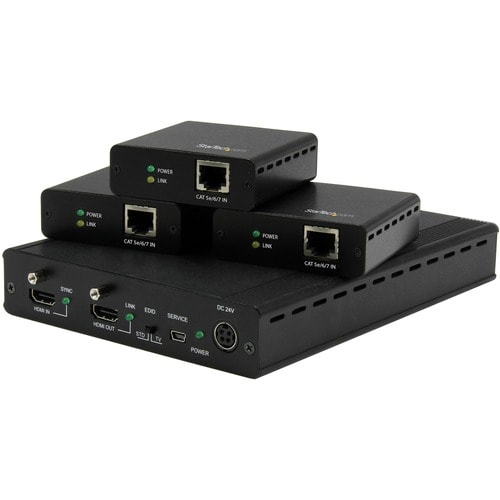 StarTech.com 3 Port HDBaseT Extender Kit with 3 Receivers - 1x3 HDMI over CAT5e/CAT6 Splitter - 1-to-3 HDBaseT Distributio