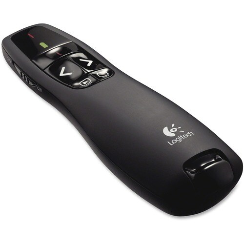 Logitech R400 Presentation Pointer - Radio Frequency - USB - Laser - Black - 1 Each - Wireless - 15 m - 2.40 GHz