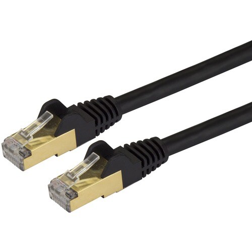 StarTech.com 1ft CAT6a Ethernet Cable - 10 Gigabit Category 6a Shielded Snagless 100W PoE Patch Cord - 10GbE Black UL Cert