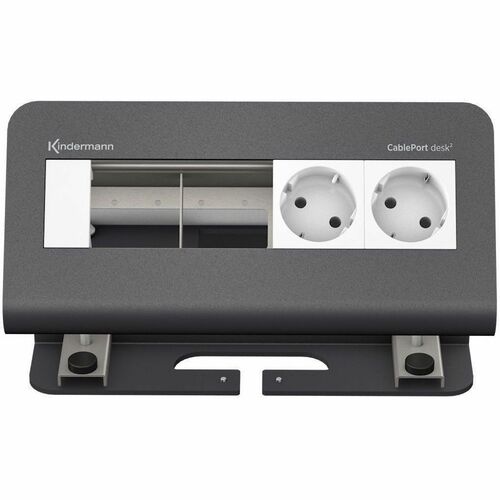 KINDERMANN CablePort desk² Stromausgang - Bündig montierbar, Tabletop, Klemmhalterung, Tischmontage - Schiefergrau