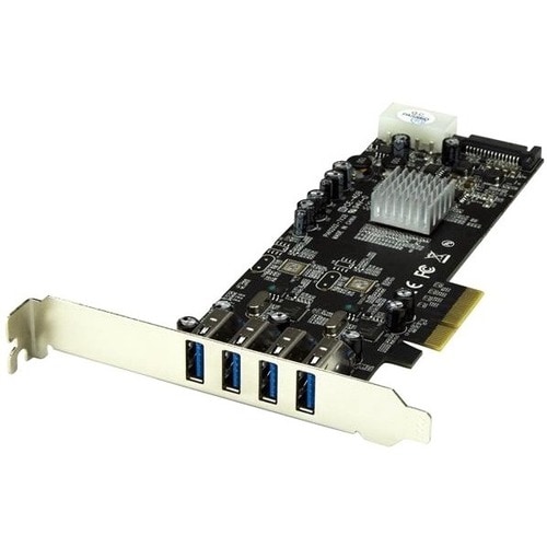 StarTech.com 4 Port PCIe USB Card - PCI Express x4 - Plug-in Card - 4 USB Port(s) - 4 USB 3.0 Port(s) - PC, Linux